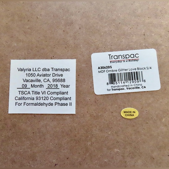 Transpac | pink ombré glitter ‘Love’ block sign set - Picture 5 of 7